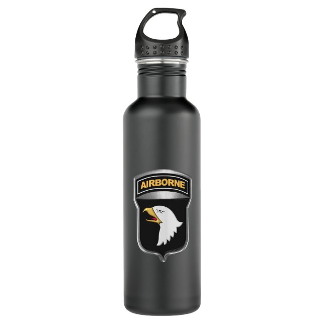 101st Airborne Division Screaming Eagles  Stainless Steel Water Bottle (Front)