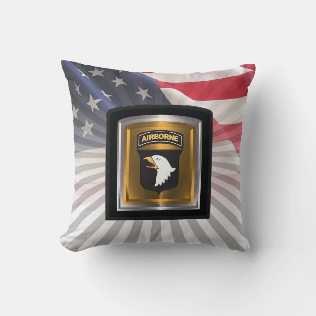101st Airborne Division “Screaming Eagles” Throw Pillow (Front)