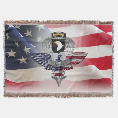 101st Airborne Division Screaming Eagles Veteran Throw Blanket