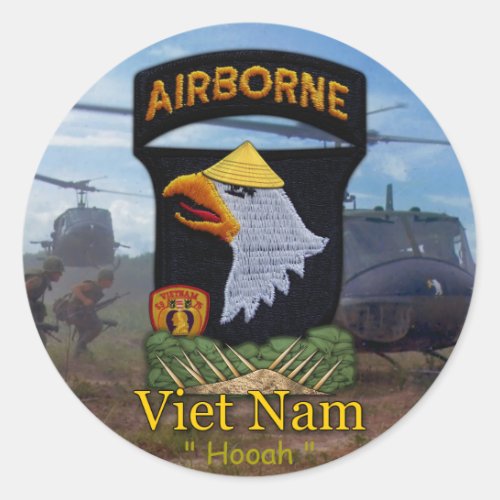 101st airborne division screaming eagles vietnam classic round sticker