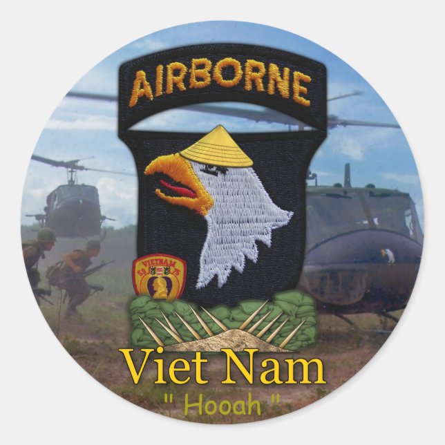 101st airborne division screaming eagles vietnam classic round sticker (Front)