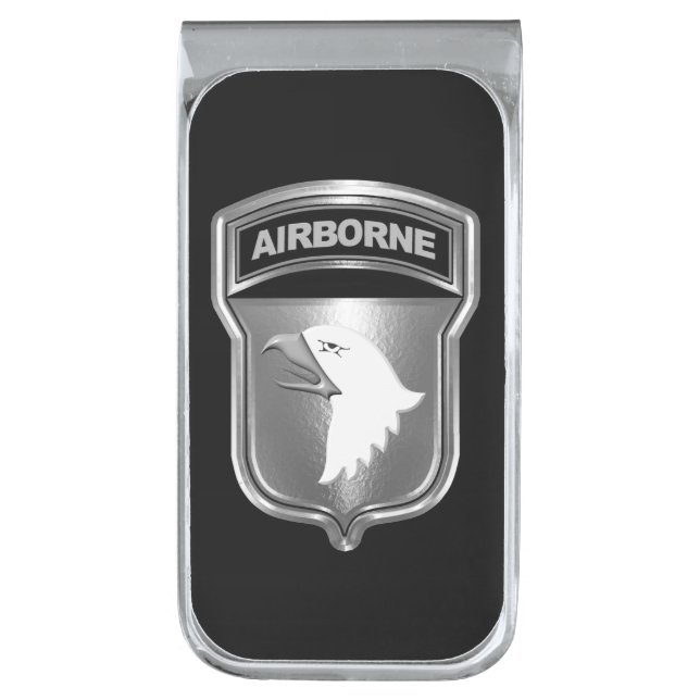 101st Airborne Division  Silver Finish Money Clip (Front Vertical)