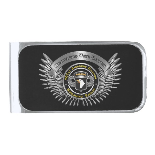 101st Airborne Division  Silver Finish Money Clip (Front)