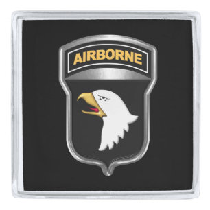 101st Airborne Division Silver Framed Patch Finish Lapel Pin