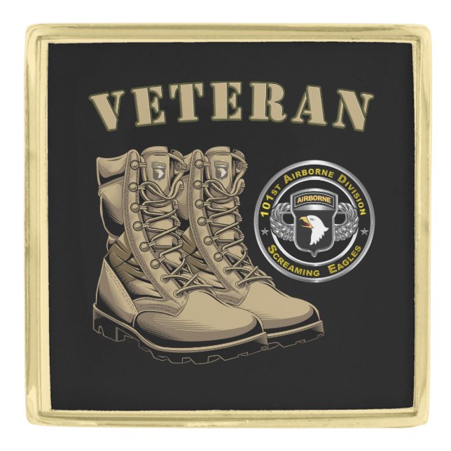 101st Airborne Division Veteran Gold Finish Lapel Pin (Front)