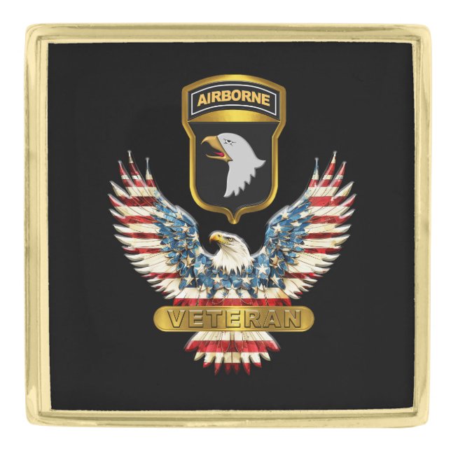 101st Airborne Division Veteran Gold Finish Lapel Pin (Front)