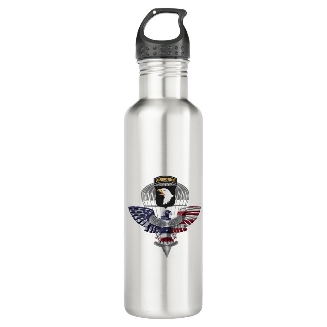 101st Airborne Division Veteran Stainless Steel Water Bottle (Front)