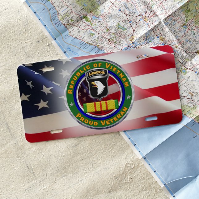 101st Airborne Division Vietnam Veteran  License Plate (In Situ)