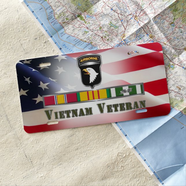 101st Airborne Division Vietnam Veteran  License Plate (In Situ)