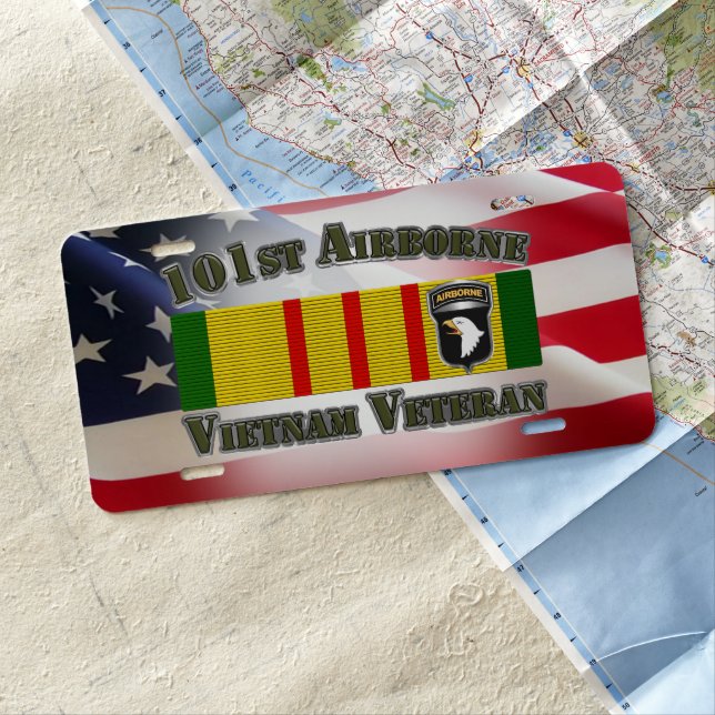 101st Airborne Division Vietnam Veteran  License Plate (In Situ)