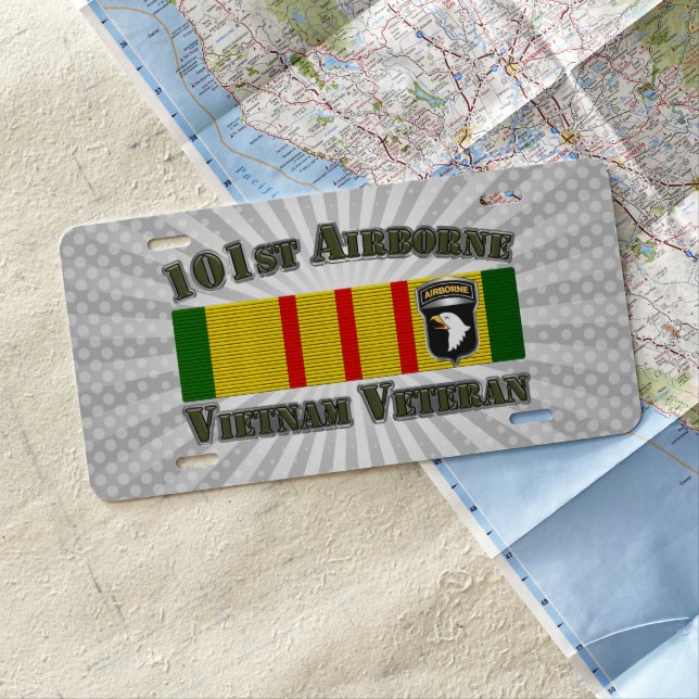 101st Airborne Division Vietnam Veteran   License Plate (In Situ)