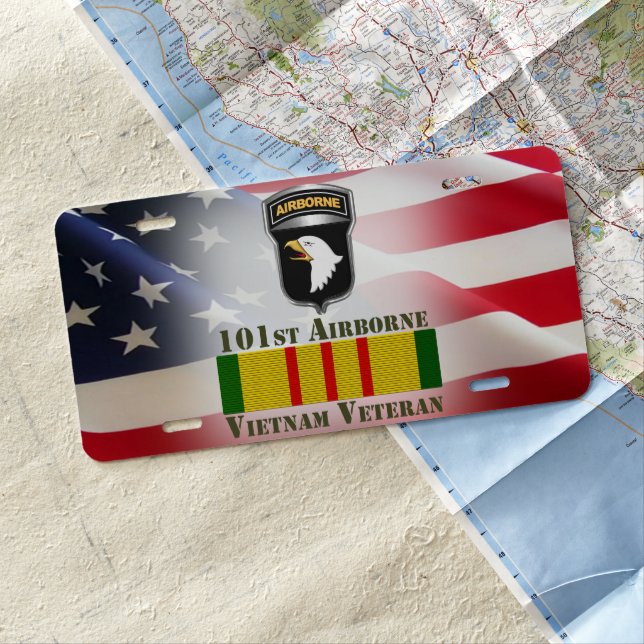101st Airborne Division Vietnam Veteran  License Plate (In Situ)