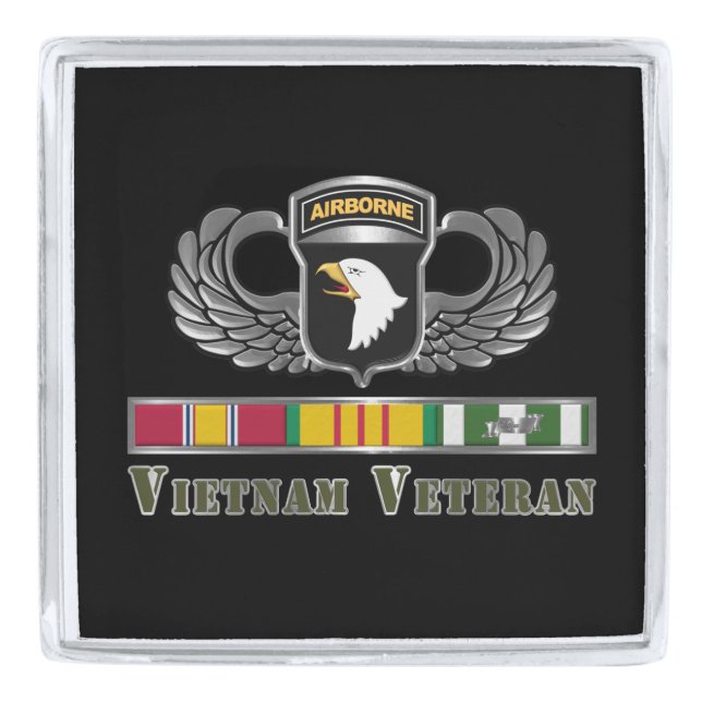 101st Airborne Division Vietnam Veteran Silver Finish Lapel Pin (Front)
