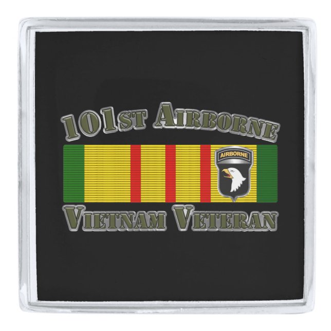 101st Airborne Division Vietnam Veteran Silver Finish Lapel Pin (Front)