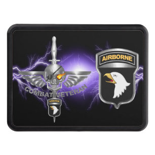 101st Airborne Division Wicked Flaming Skull Hitch Cover