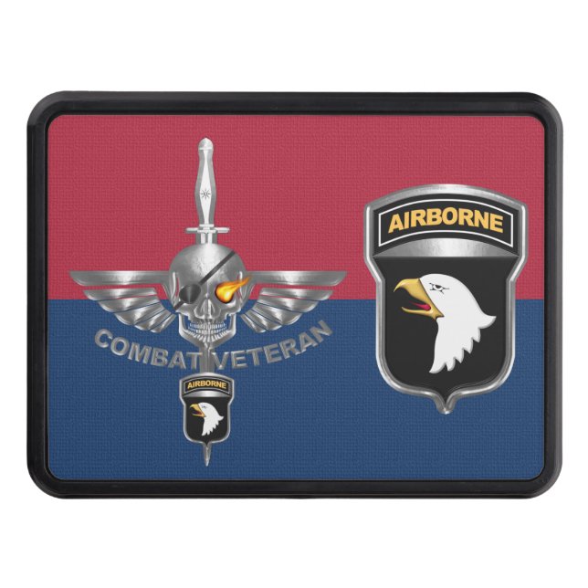 101st Airborne Division Wicked Flaming Skull Hitch Hitch Cover (Front)