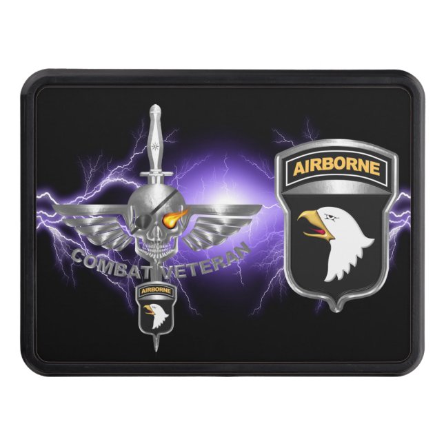 101st Airborne Division Wicked Flaming Skull Hitch Hitch Cover (Front)
