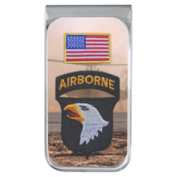 101st airborne screaming eagles fort campbell silver finish money clip