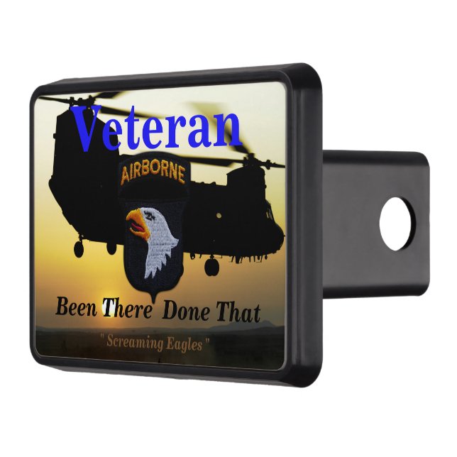 101st airborne screaming eagles fort campbell trailer hitch cover (Left)