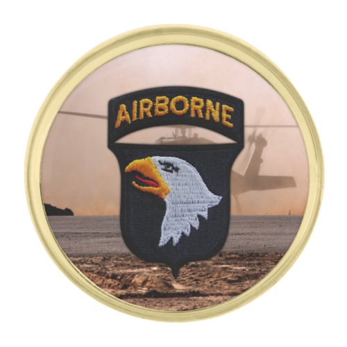 101st airborne screaming eagles veterans patch gold finish lapel pin