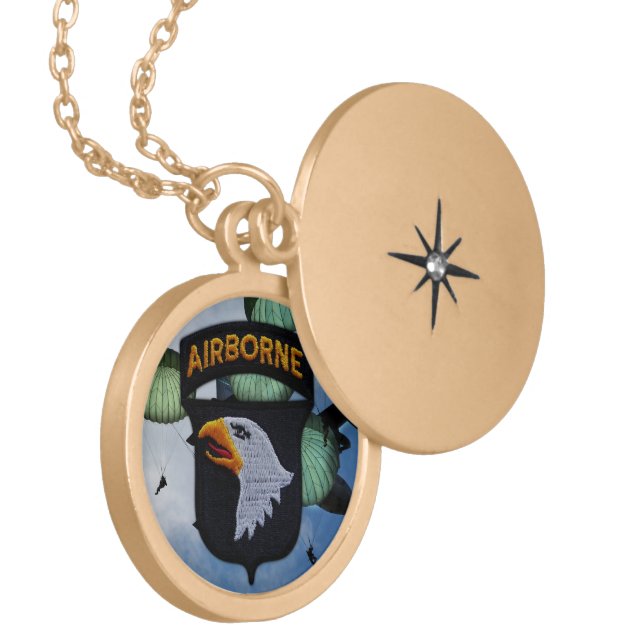 101st Airborne screaming eagles veterans patch Locket Necklace (Front Left)