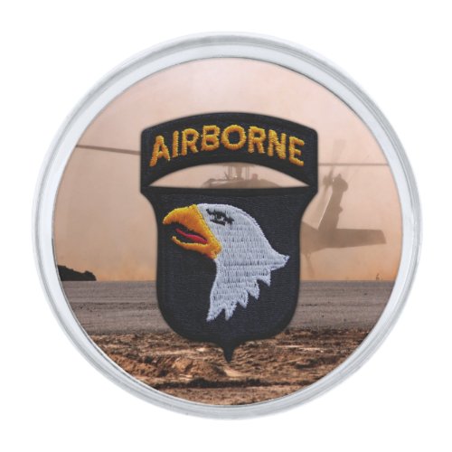101st airborne screaming eagles veterans patch silver finish lapel pin