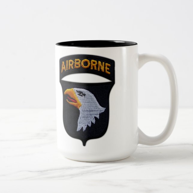 101st airborne screaming eagles veterans vets Two-Tone coffee mug (Right)