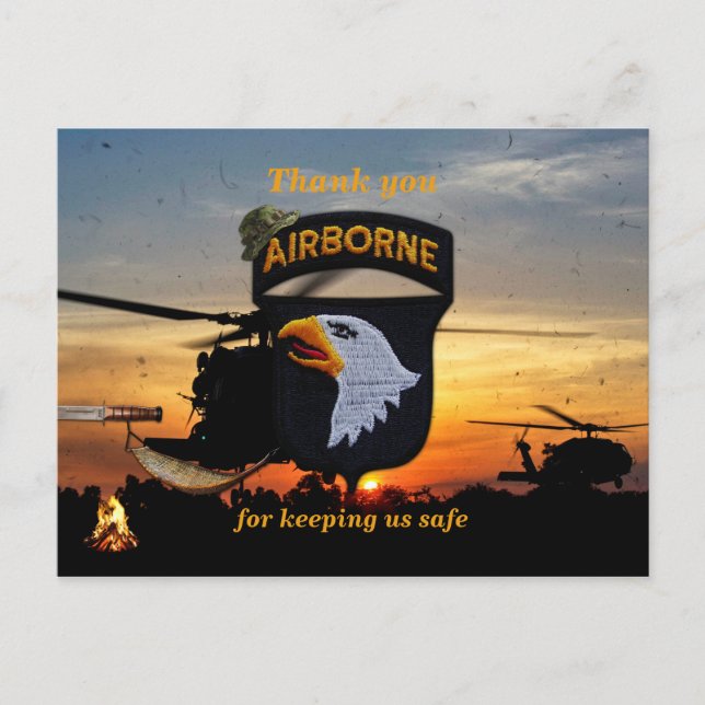 101st airborne screaming eagles vets patch postcard (Front)