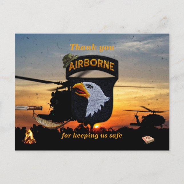 101st airborne screaming eagles vets patch postcard (Front)