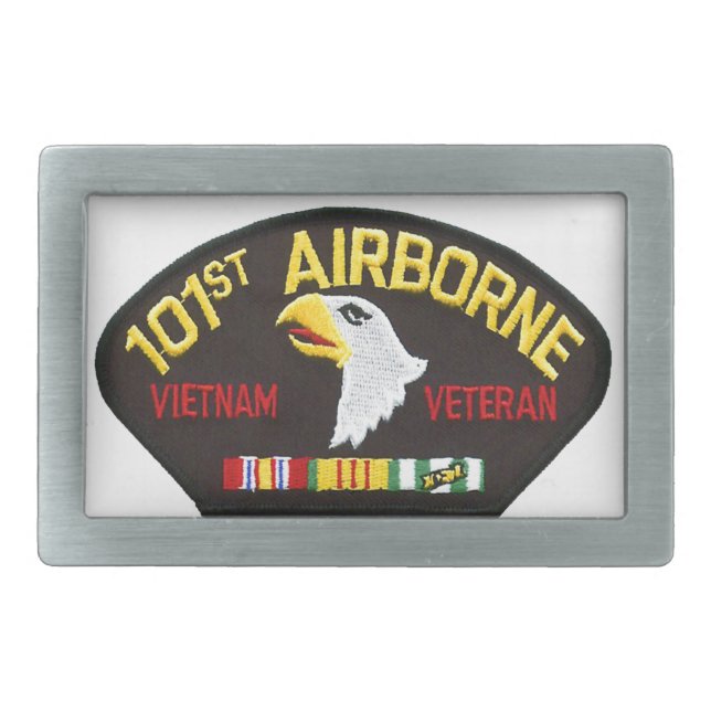 101st Airborne Vietnam Veteran Rectangular Belt Buckle (Front)