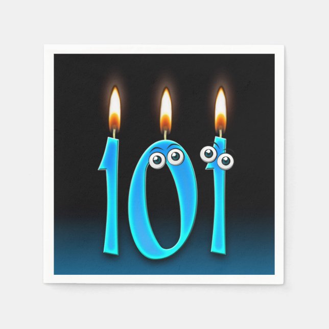 101st birthday candle with eyeballs paper napkins (Front)