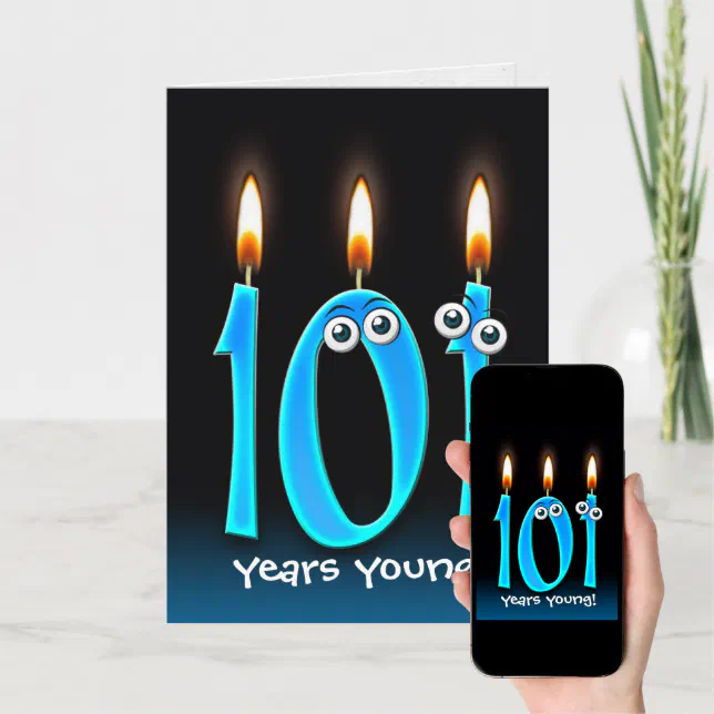 101st Birthday Candles On Black Card | Zazzle