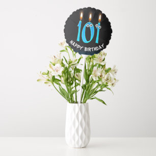 101st Birthday Candles with Eyeballs Balloon