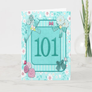101st birthday card with flowers