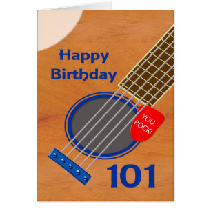 101st Birthday Guitar Player Birthday Cards
