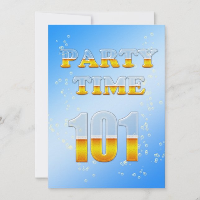 101st birthday party invitation with beer (Front)