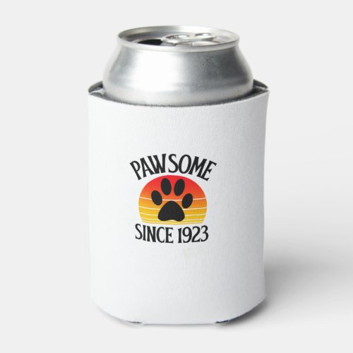 101st Birthday Pawsome Since 1923 101 Year Old Cat Can Cooler