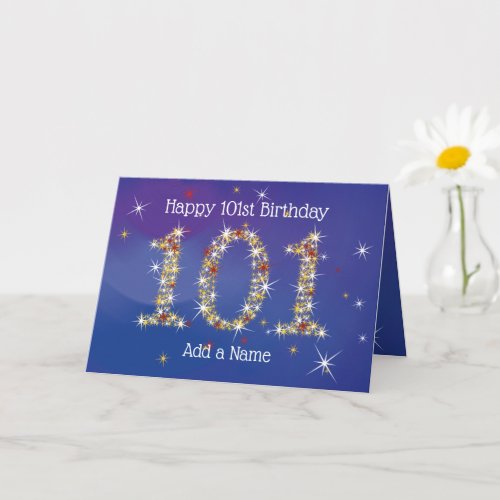 101st Birthday _ Star Numbers _ Blue _ Age 101  Card