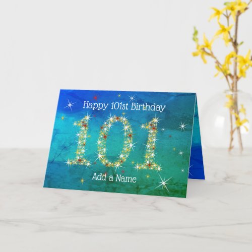 101st Birthday - Star Numbers - Blue/Green Age 101
