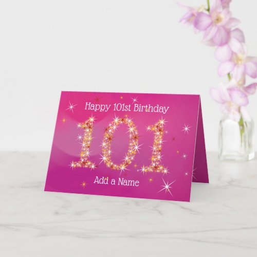 101st Birthday - Star Numbers - Pink - Age 101