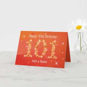 101st Birthday - Star Numbers - Red - Age 101 Card