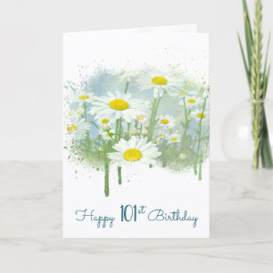 101st Birthday White Daisy Garden Card