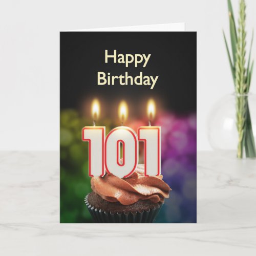 101st Birthday with cake and candles Card