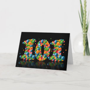 101st birthday with numbers formed from balls card