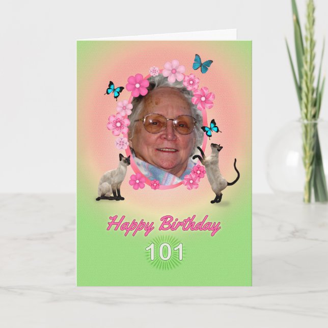 101st photo card with cats and butterflies, (Front)