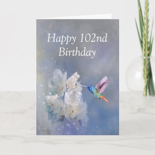 102 Milestone Birthday Garden Hummingbird Flowers  Card