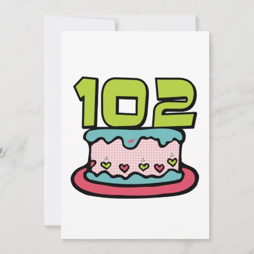 102 Year Old Birthday Cake Card
