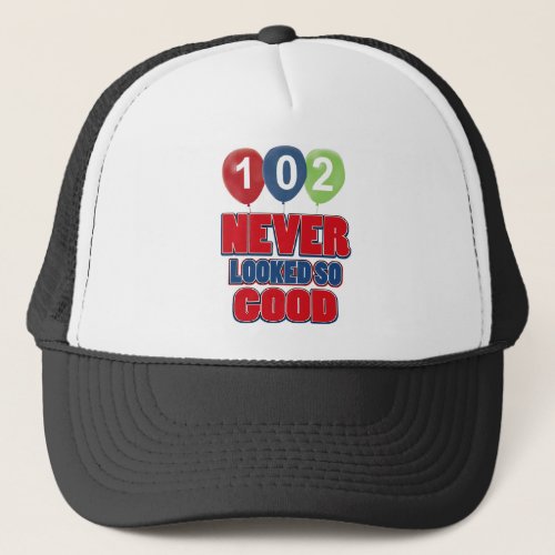 102 year old birthday designs trucker hat