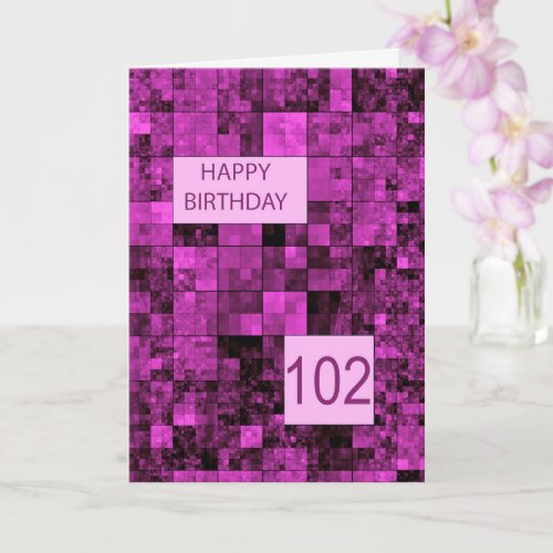 102nd Birthday Birthday Pink Pattern  Card