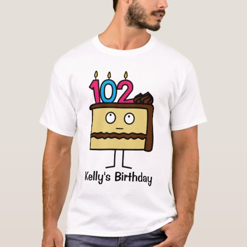 102nd Birthday Cake with Candles T_Shirt